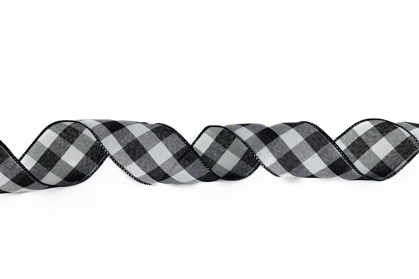 Buffalo Plaid Ribbon – #9 (50 Yards) White/Black
