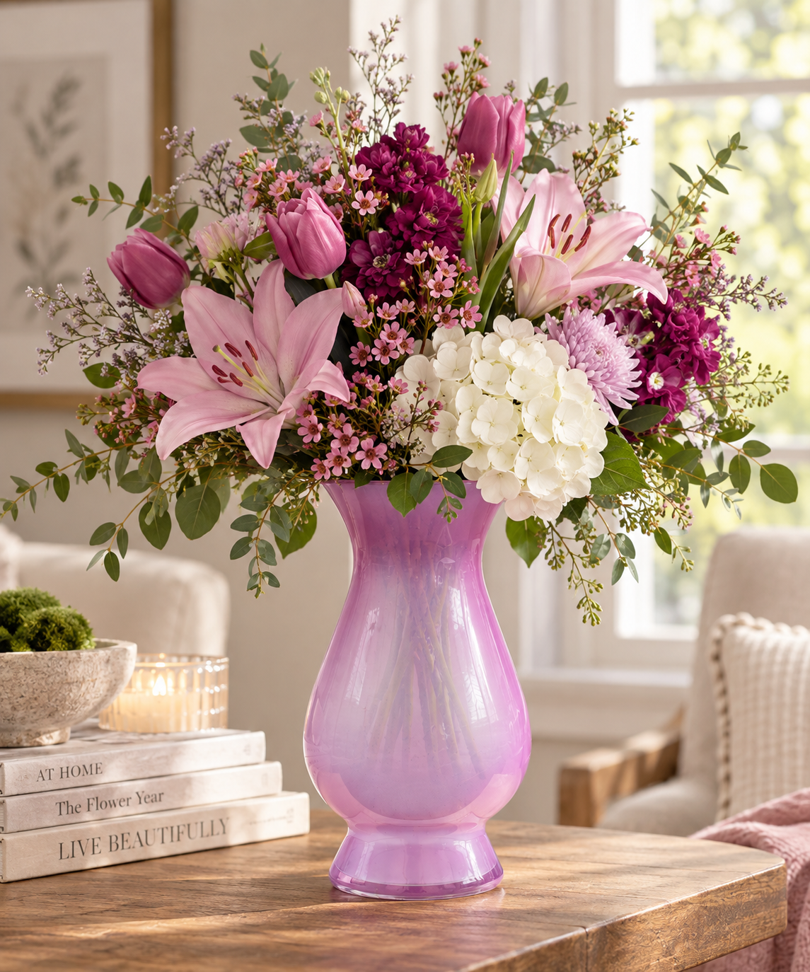 10 5/8" Bella Vase – Iridescent Pink