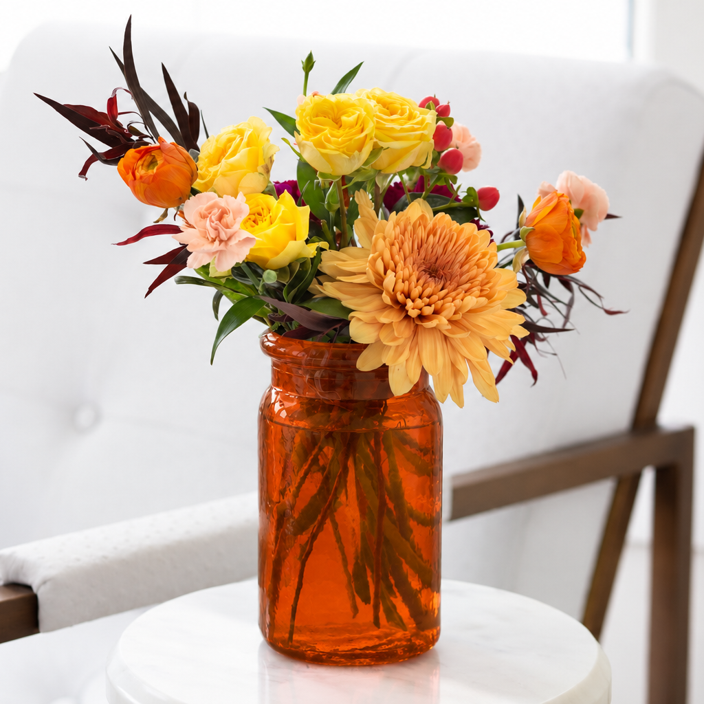 6 1/2" Hammered Jar - Russet Orange