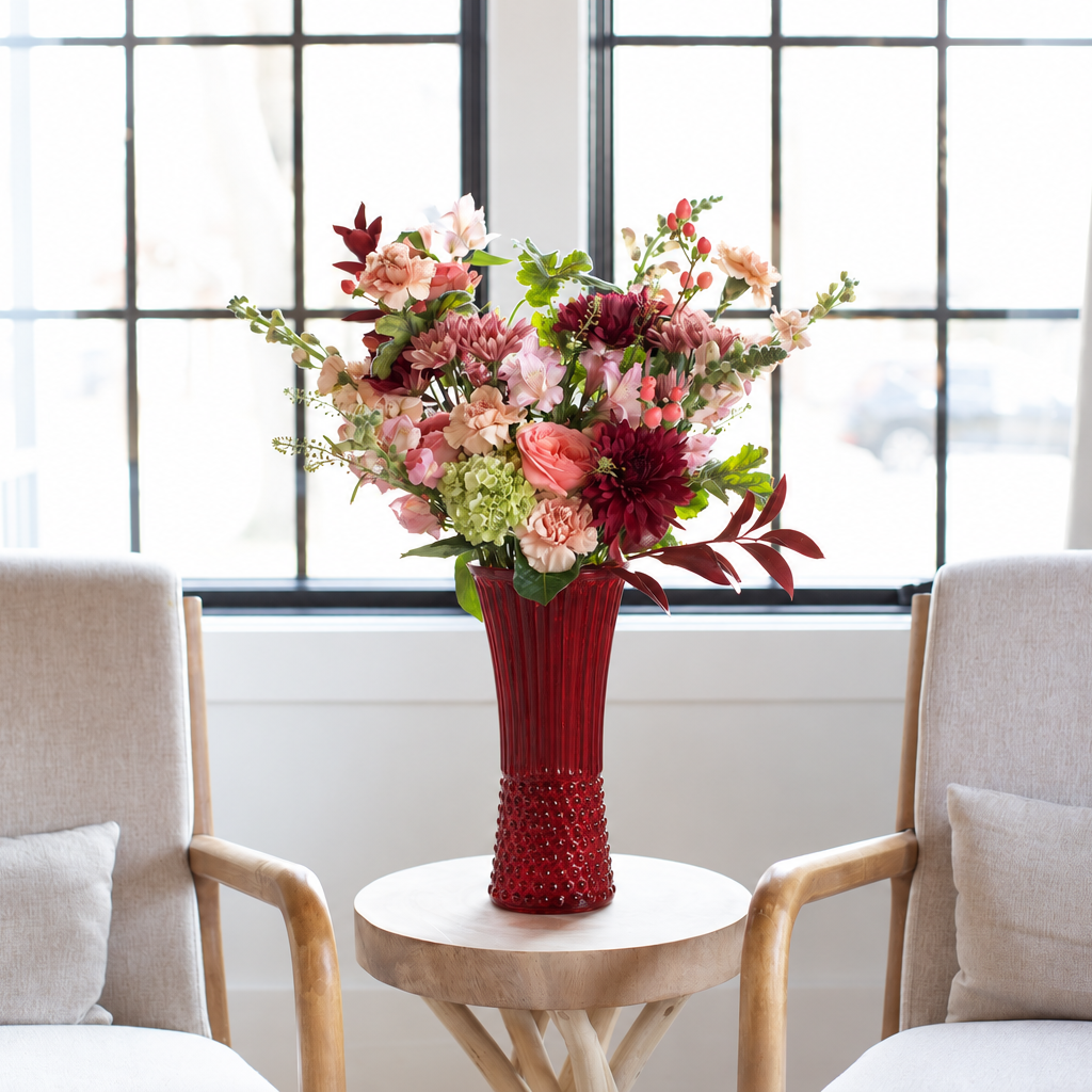 11 5/8" Vintage Trumpet Vase - Cranberry