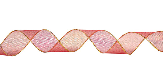 Sheer Frost Ribbon - Red w/Gold Edge - 50 Yards - #9 - Case of 6