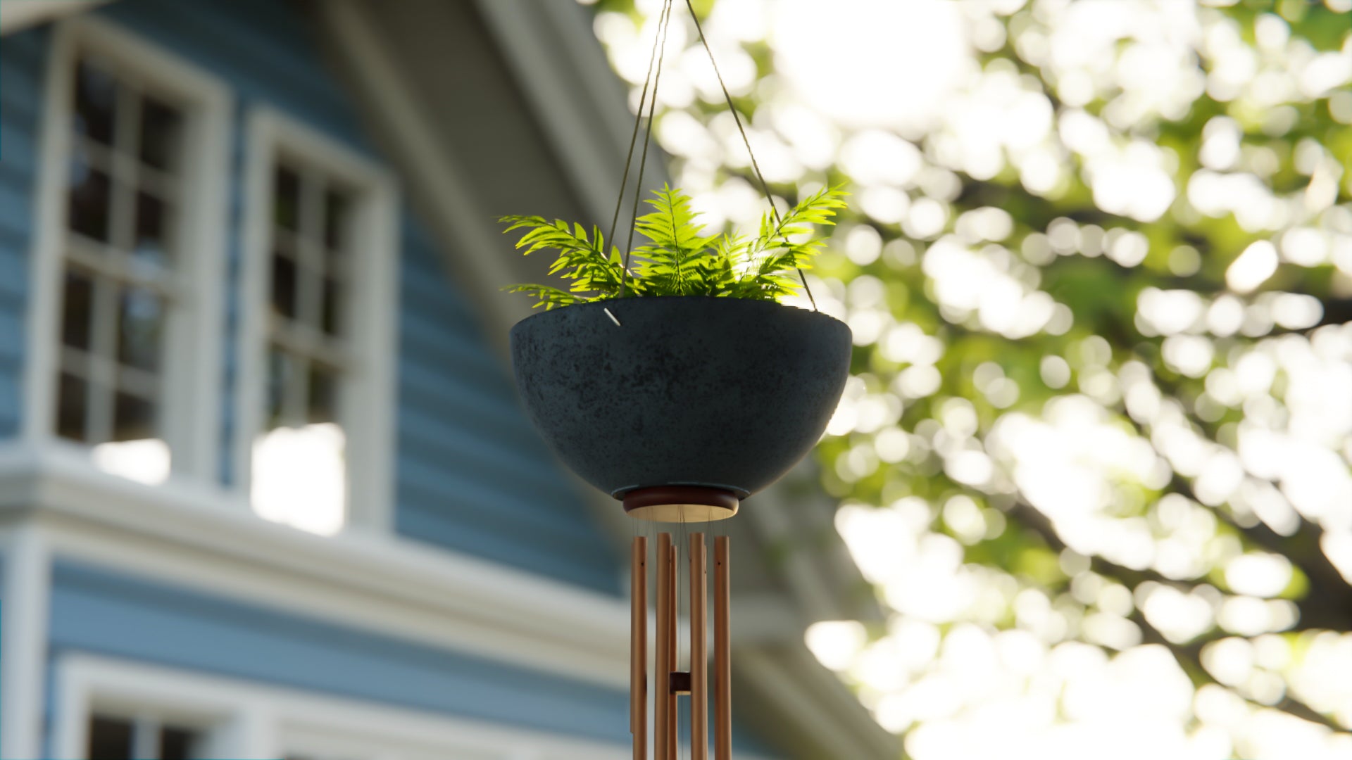 succulent wind chime Windchime Planter Charcoal / 14in / Case