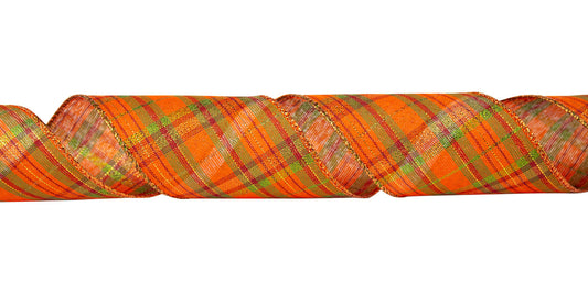 Pumpkin Plaid Ribbon - Pumpkin Plaid - 50 Yards - #9 - Case of 6