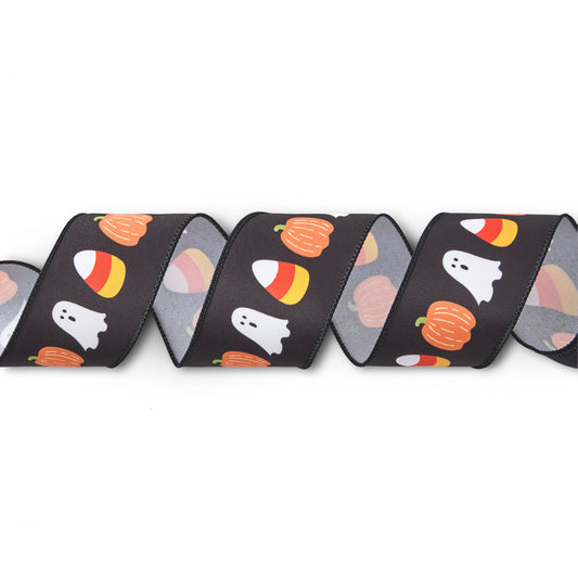 Trick or Treat Wired Ribbon - Trick or Treat - 50 Yards - #40 - Case of 6