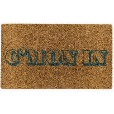 'C'mon In' Green Doormat - Natural Coir Mat