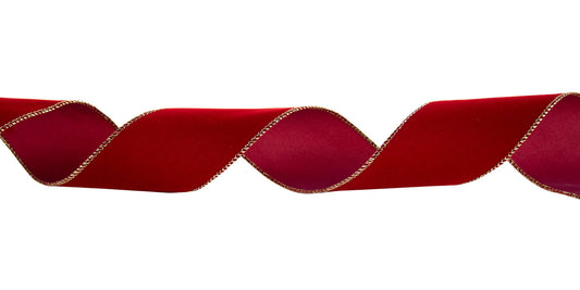 Velvet Gold Edge Ribbon - Holiday Red - 50 Yards - #9 - Case of 6