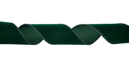 Velvet Matching Edge Ribbon - Green - 50 Yards - #9 - Case of 6