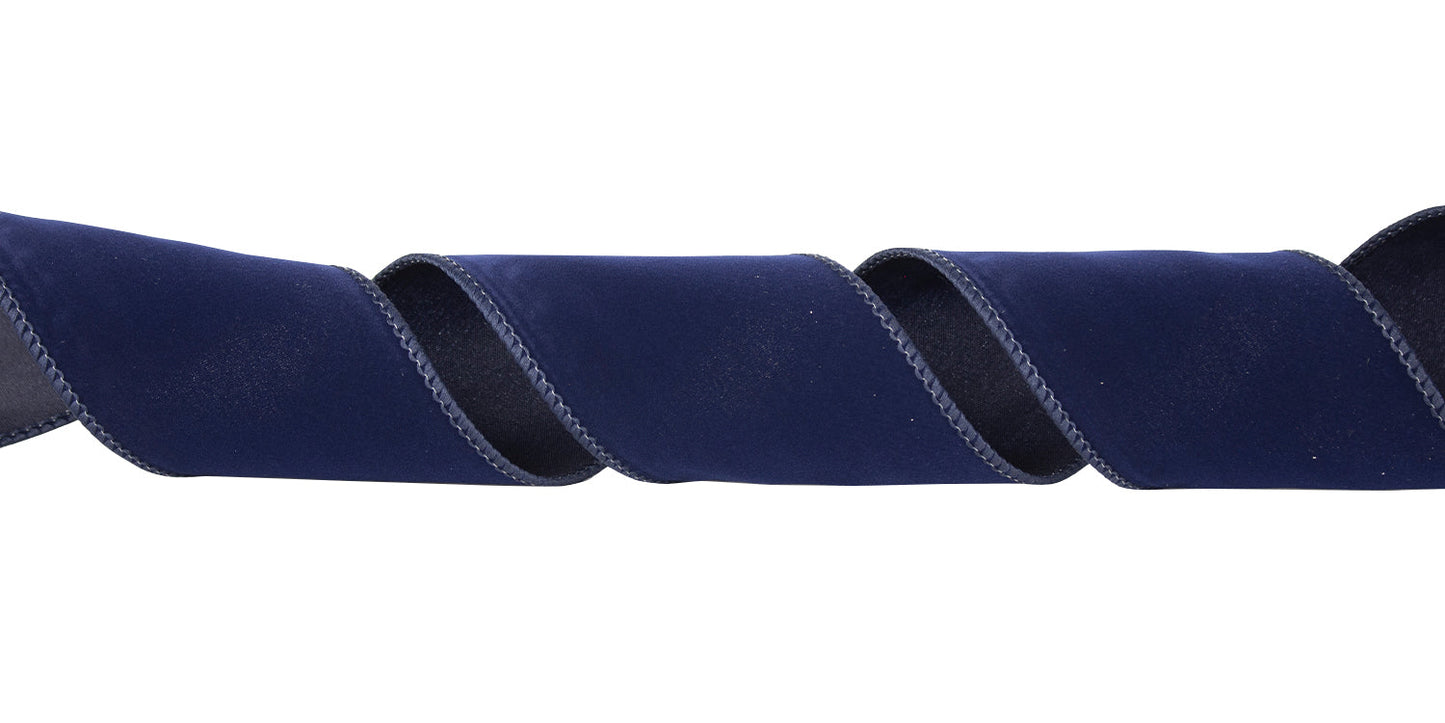 Velvet Matching Edge Ribbon - Navy - 50 Yards - #9 - Case of 6