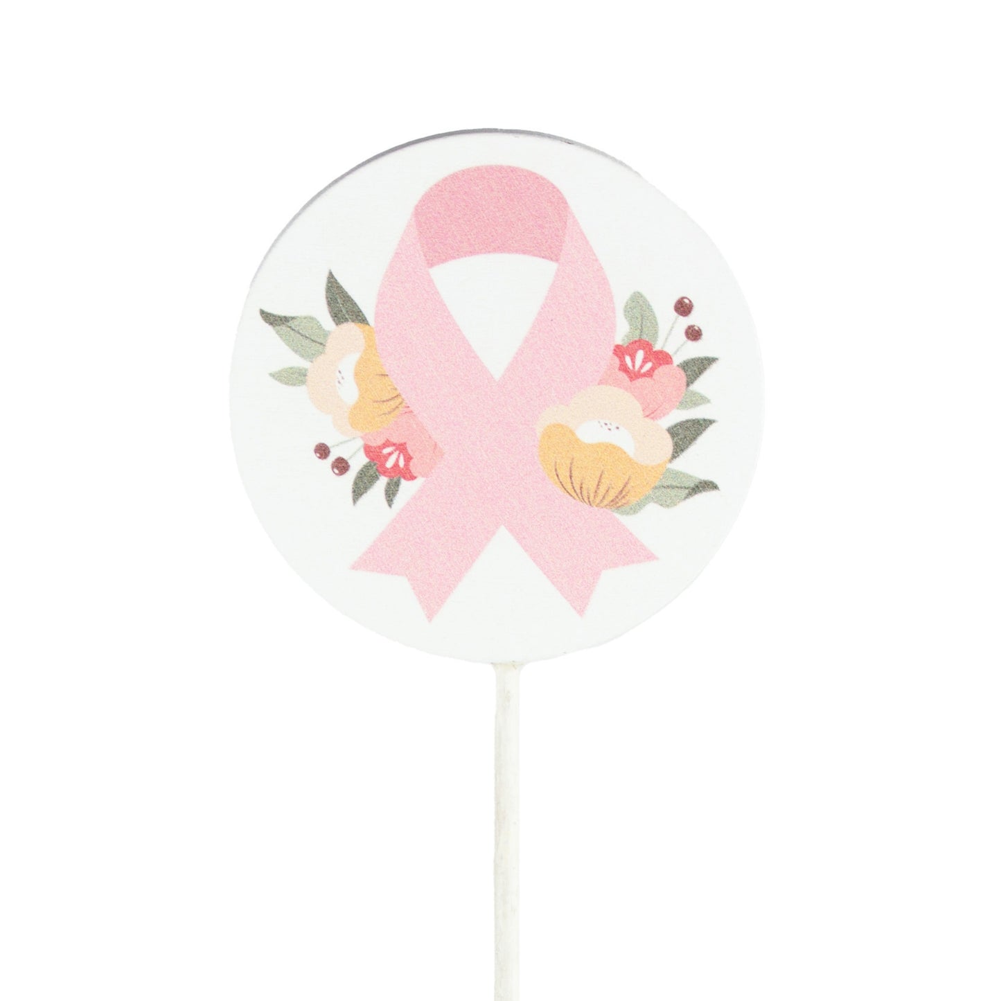 18" Floral Pick - Breast Cancer - Case of 24