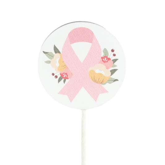 18" Floral Pick - Breast Cancer - Case of 24