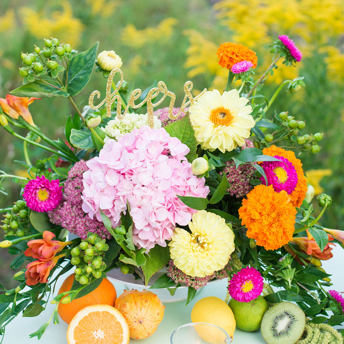 floral arrangement using a aquafoam cake kit