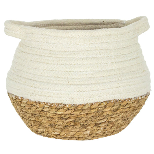 7" Round Cable Basket - Oatmeal