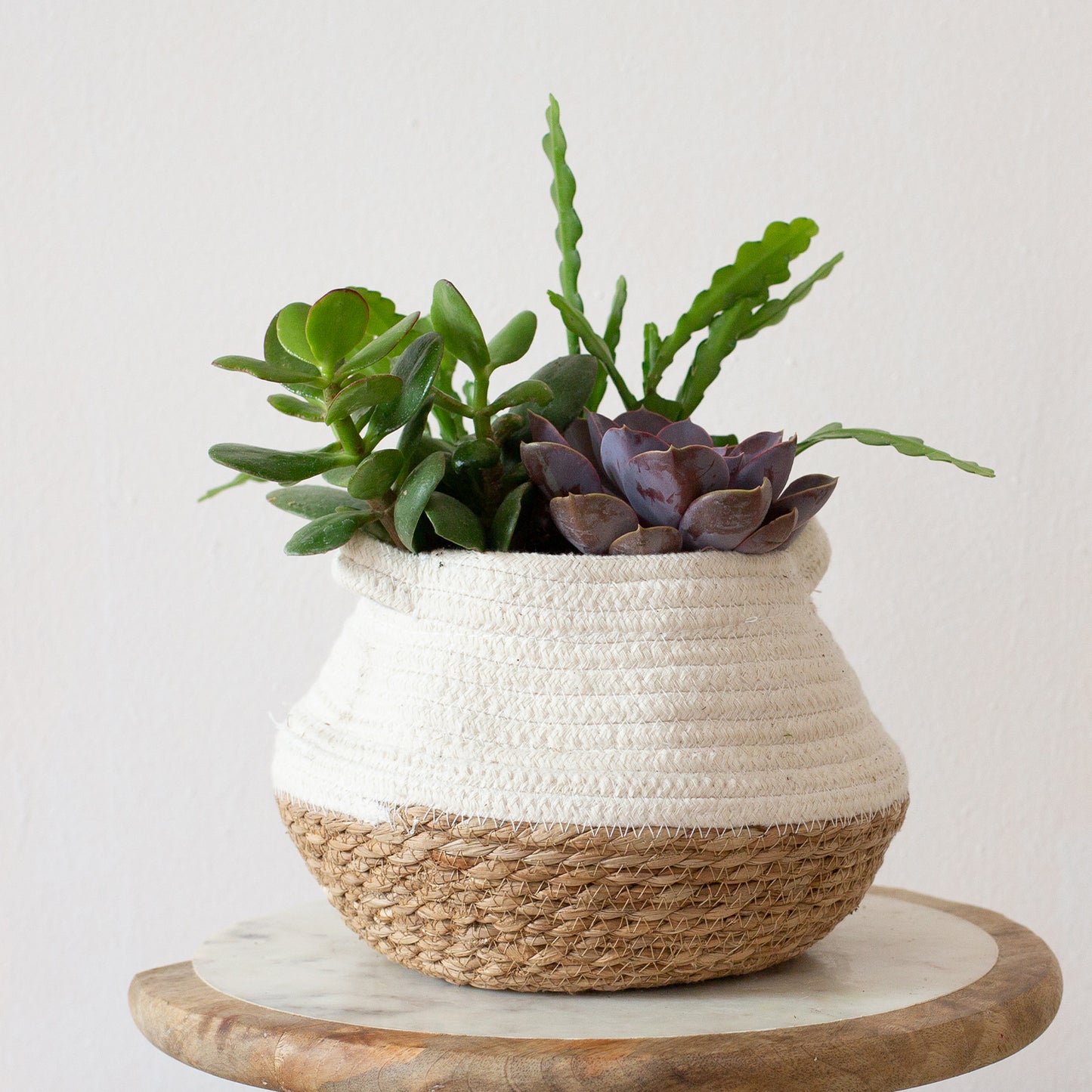 stylish natural fiber cable basket in Oatmeal